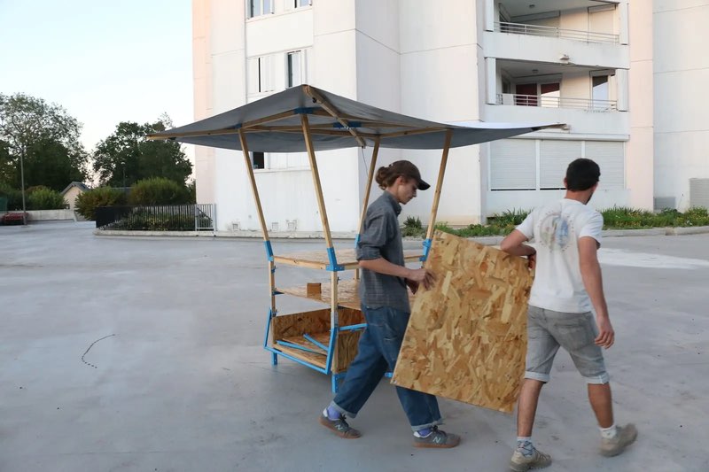 design objet, micro-architecture, mobilier modulable et itinérant pour des ateliers, workshop, à Dunkerque 59